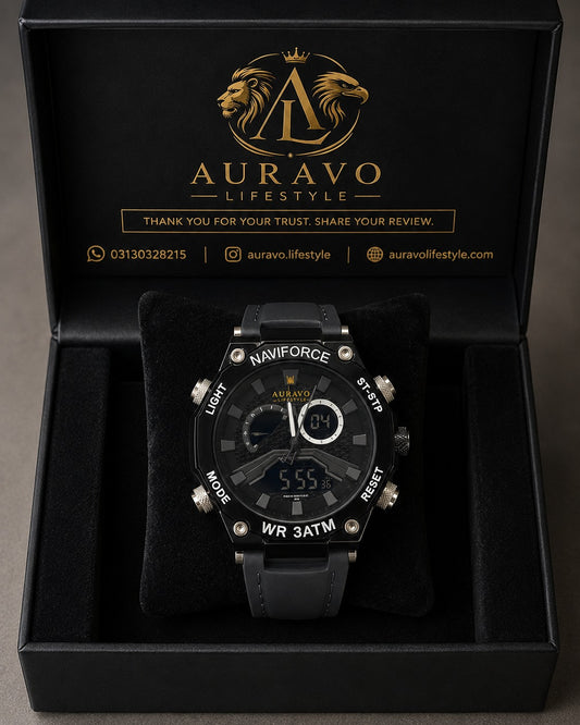 Naviforce NF9220 Tactical Dual Time Watch Black 3ATM