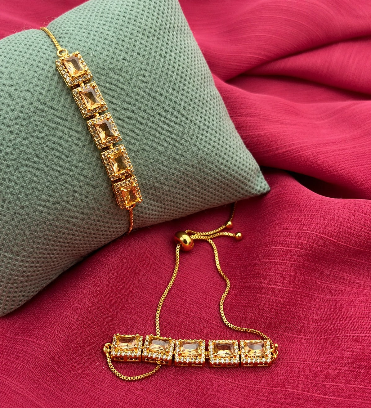 Crystal Bar Gold Bracelet for Women | Adjustable Luxury Tennis Bracelet