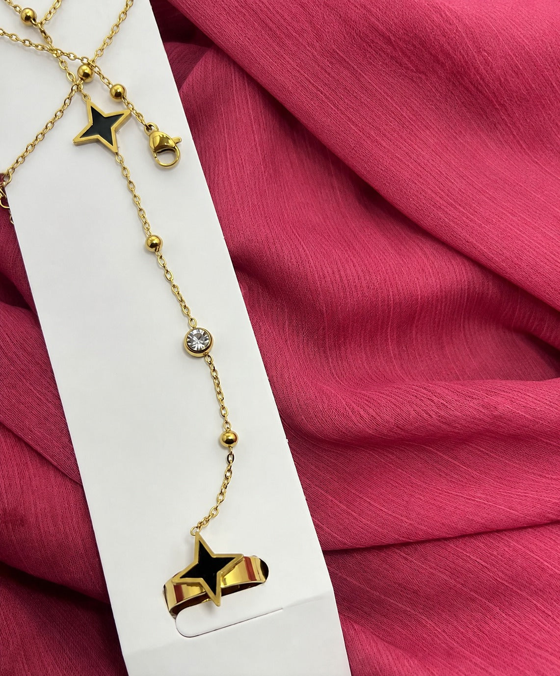 Heart & Star Bracelet and Ring Set for Women – Gold-Plated Jewelry