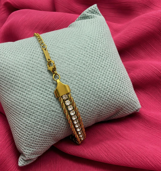 Womens Crystal Tennis Bracelet – Gold Tone Rhinestone Jewelry