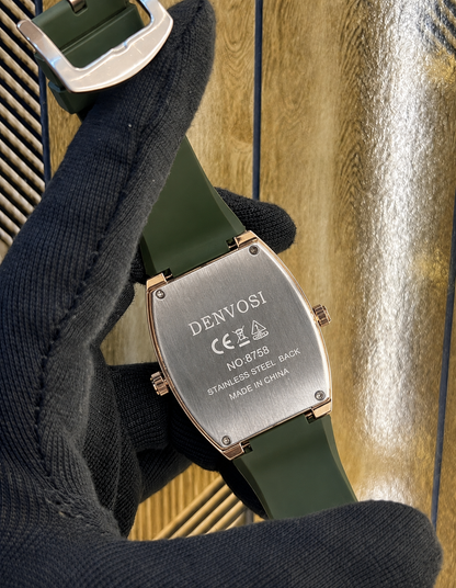 RM Luxury Men’s Watch – Green Dial, Crystal Bezel and Silicone Strap