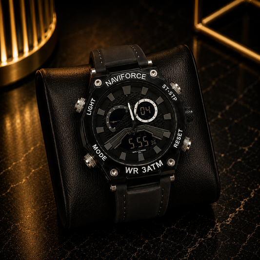 Naviforce NF9220 Tactical Dual Time Watch  Black 3ATM