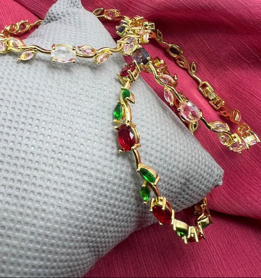 Tulip Crystal Cuff Bracelet for Women – Gold Plated Floral Jewelry