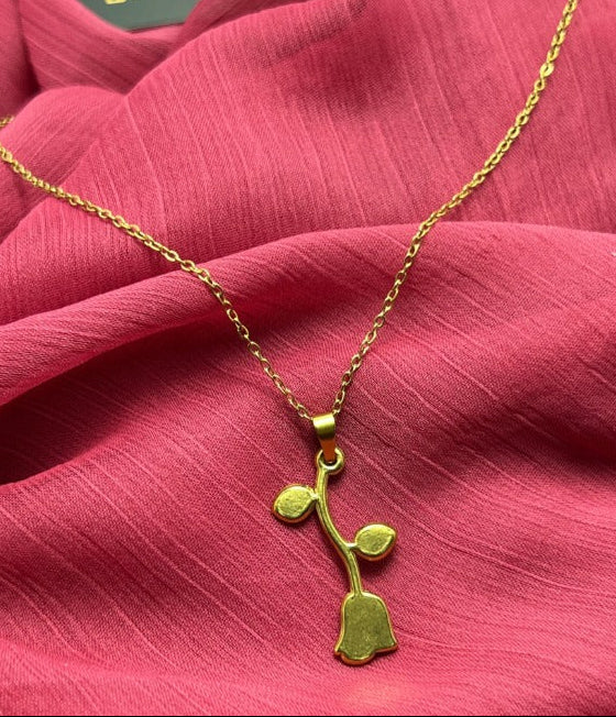 Golden Rose Pendant Necklace for Women | Elegant Floral Pendant Chain Jewelry
