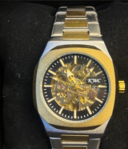 KWC Men’s Skeleton Automatic Watch – Two Tone Luxury Design
