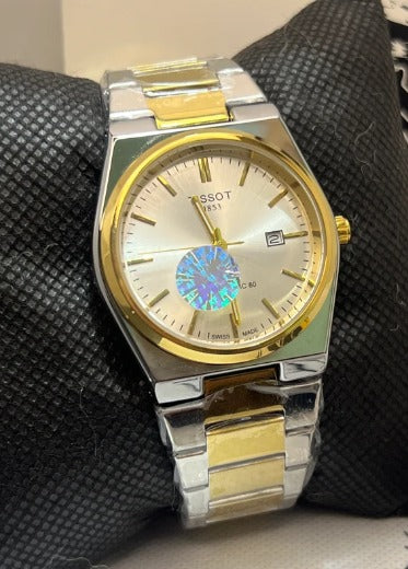 Tissot PRX Semi Automatic Two Tone White Dial Watch