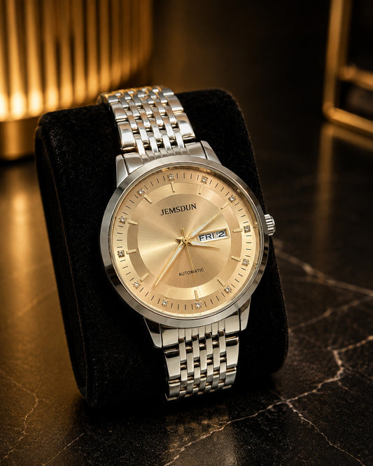 Jemsoun Automatic Champagne Sunray Dial Diamond Indices
