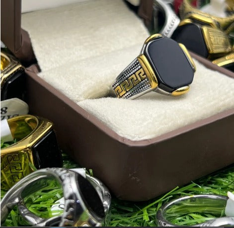 AURAVO Black Center Ring for Men – Italian Design