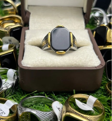 AURAVO Black Center Ring for Men – Italian Design