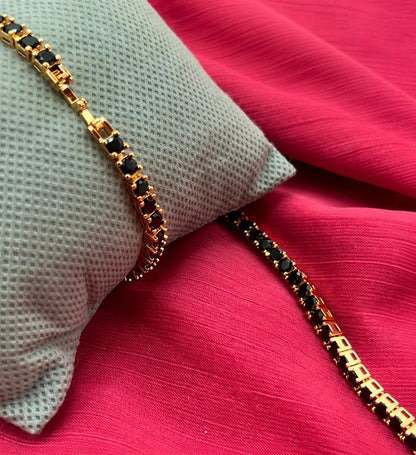 Black Crystal Tennis Bracelet for Women | Gold-Tone Luxury Bracelet