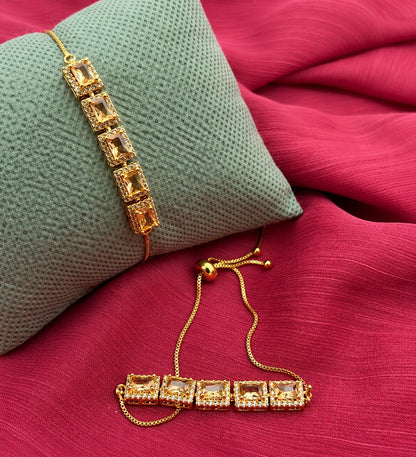 Crystal Bar Gold Bracelet for Women | Adjustable Luxury Tennis Bracelet