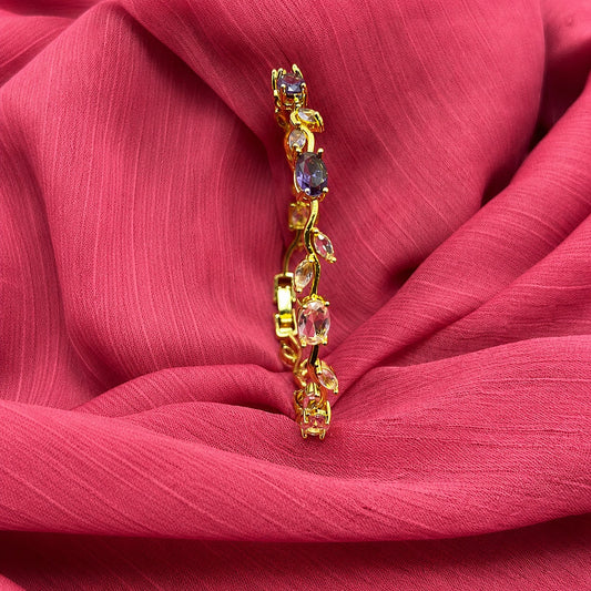 Tulip Crystal Cuff Bracelet for Women – Gold Plated Floral Jewelry