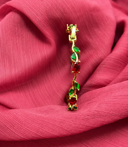 Tulip Crystal Cuff Bracelet for Women – Gold Plated Floral Jewelry