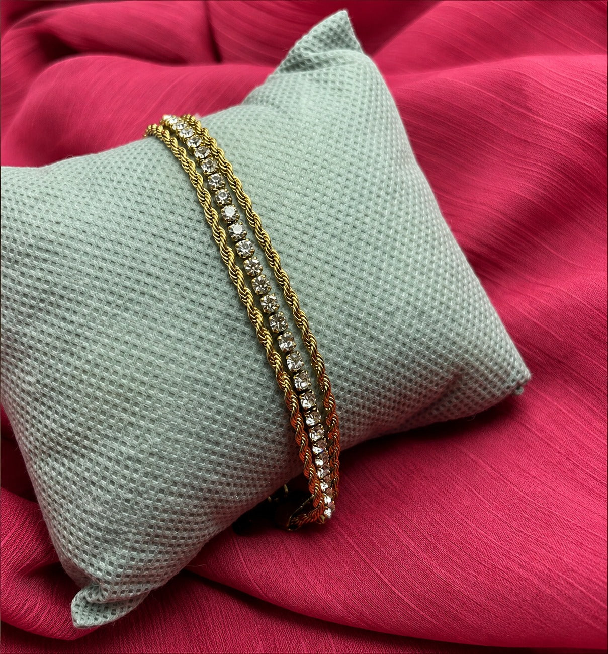 Womens Crystal Tennis Bracelet – Gold Tone Rhinestone Jewelry
