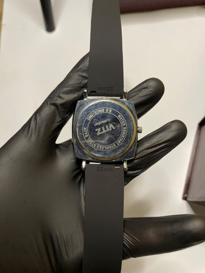 Vitz Classic Edge Men’s Watch – Textured Black Square Dial with Silver Tone Case & Black Strap