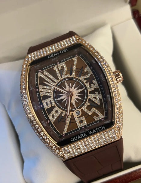 RM Men’s Luxury Watch – Crystal Bezel, Premium Silicone Strap