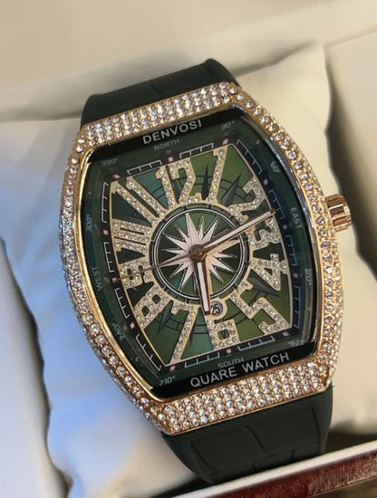 RM Men’s Luxury Watch – Crystal Bezel, Premium Silicone Strap